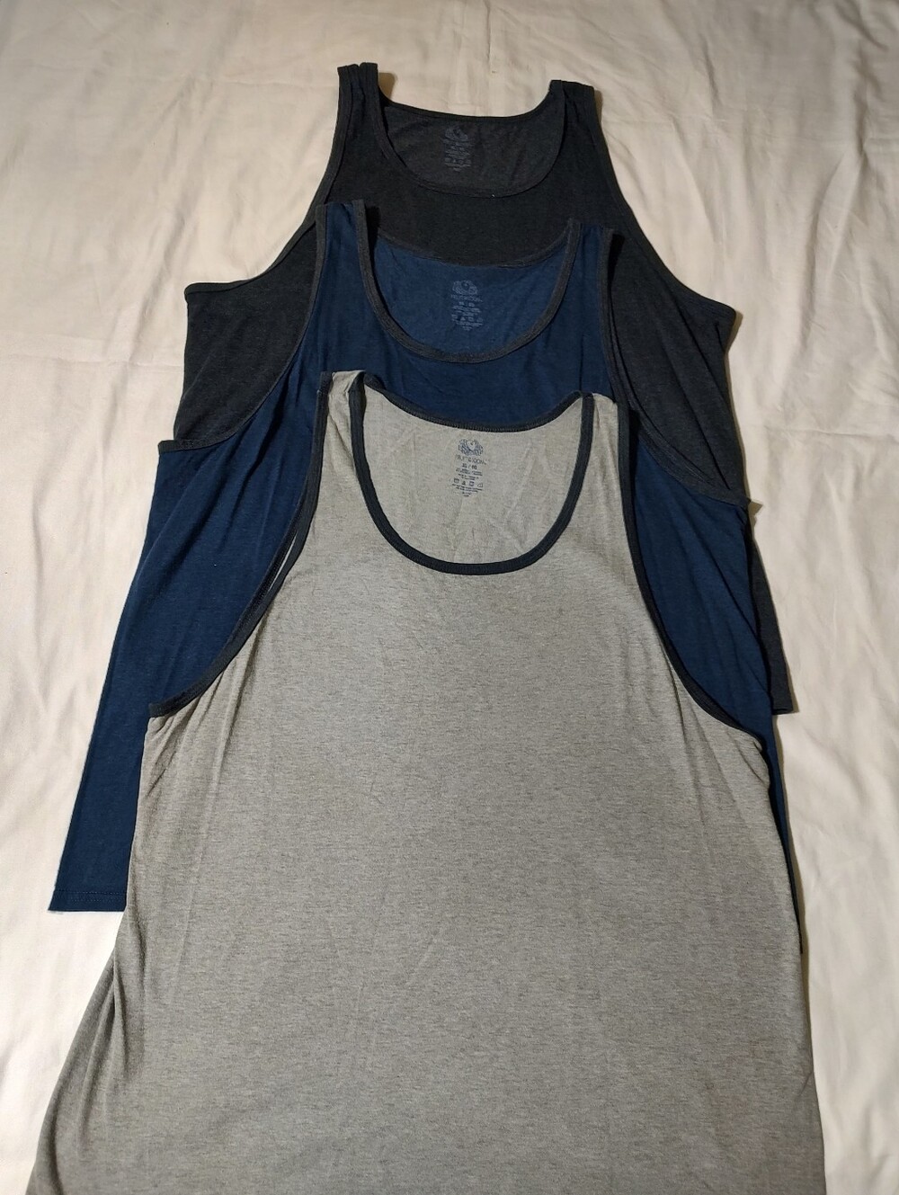 Fruit of the Loom Men's Tank Tops in Gray and Navy and Charcoal